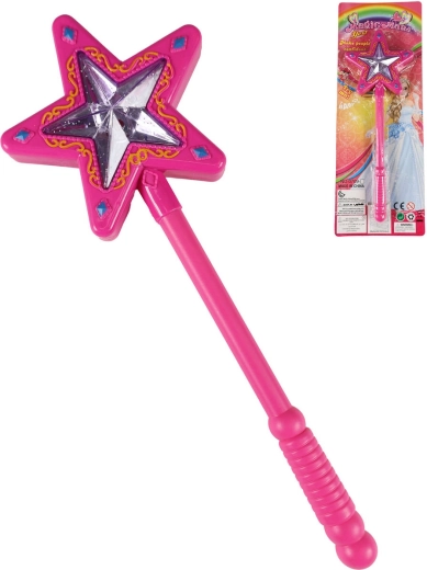 Magic Wand with a Pink Star for Princesses, with Light and Sound