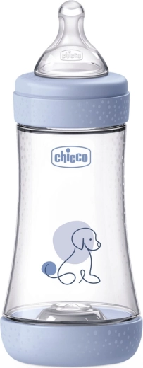 Chicco антиколикова бебешка бутилка Perfect5 240 мл с биберон Physio, среден поток 2м+