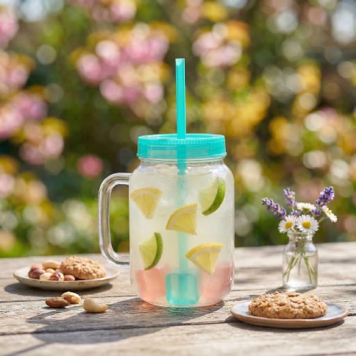 Green Cup with Straw and Cooling Cubes 550 ml