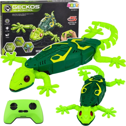 RC gecko with remote control, climbs walls and spins 360°, green