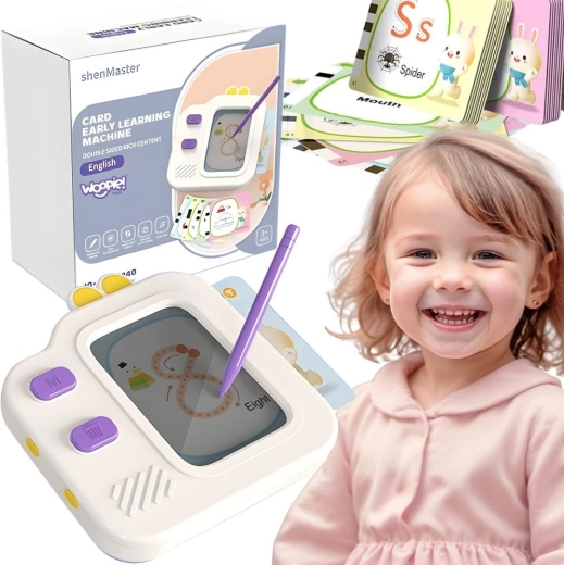 Woopie kids' LCD magic slate and educational card reader 2-in-1, 120 cards