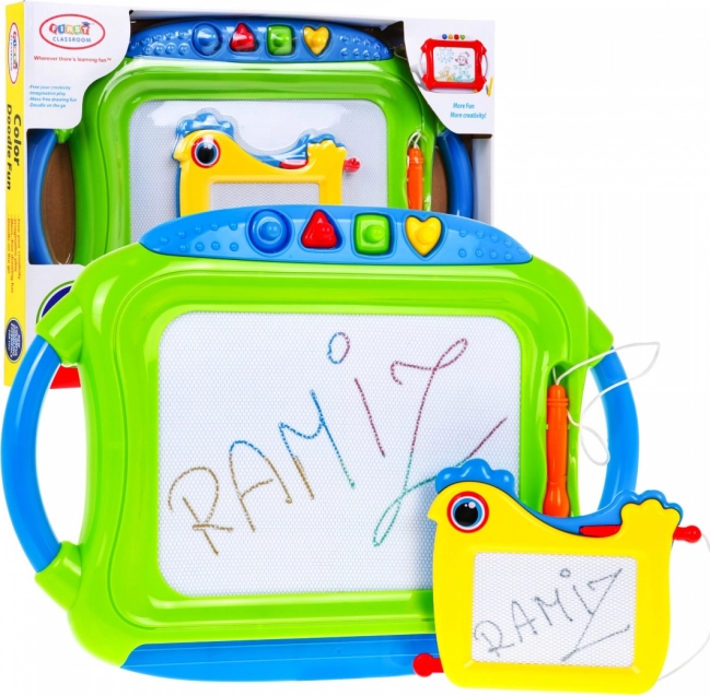 Set of 2 magnetic drawing boards for kids 3+ with styluses and 4 stamps