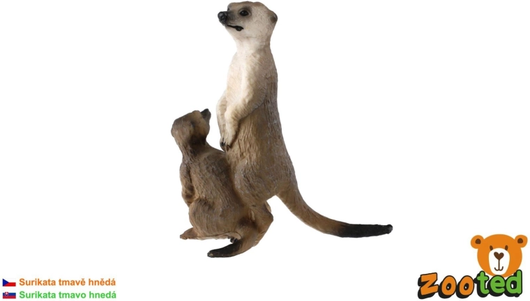 Meerkat figurine with pup 8 cm, dark brown