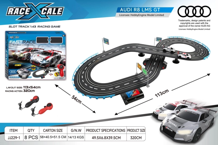 R/C Audi Slot Car Racing Track 1:43, 113 × 54 cm