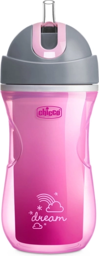 Chicco спортна термо чашка със сламка 266 мл, синя (14м+)