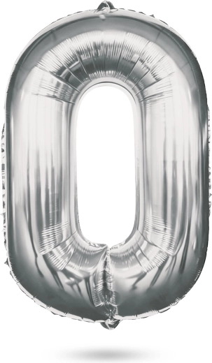 Birthday Foil Balloon Number 0 Silver 40 Inches