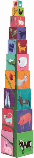 Box Tower with Nature and Animal Themes