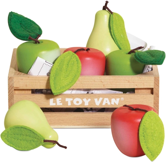 Le Toy Van дървена щайга с ябълки и круши за детски магазин