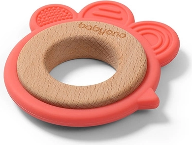 Бебешка гризалка BabyOno от дърво и силикон Hen