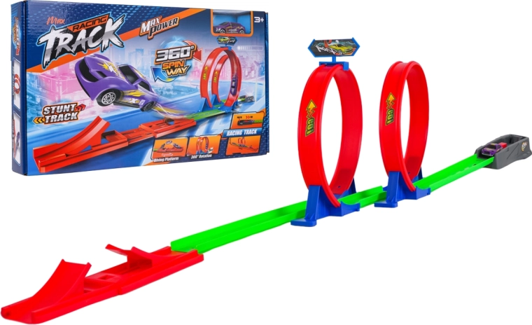 Racing track sharp loop 128 cm with a toy car