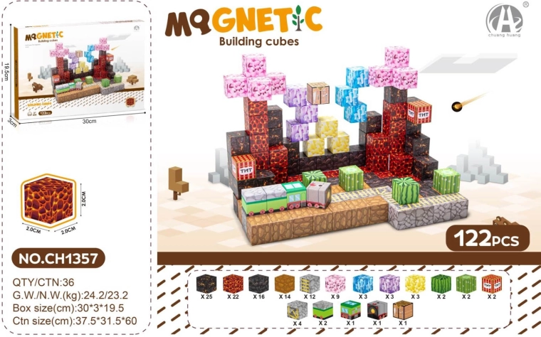 Set of 3D magnetic blocks (122 pieces)