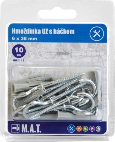 Knot anchor with hook 6×38 mm, white zinc (10 pcs)