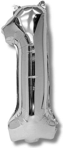Foil Balloon Number 1, 40 cm, Silver