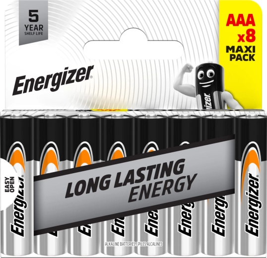 Алкални батерии Energizer AAA, 8 бр.