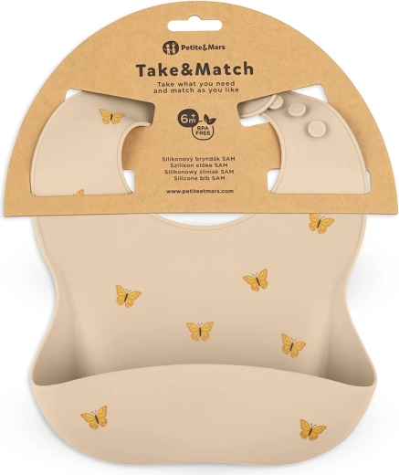 Petite&Mars силиконов лигавник take&match green dinos 6m+