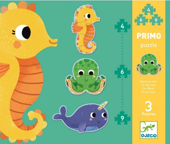 DJECO Under the Sea Puzzle 3-in-1 (4, 6, 9 pieces)