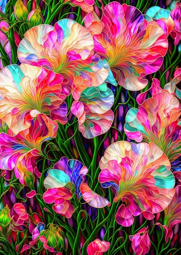 ENJOY Stained Glass with Sweet Pea Flowers Puzzle, 1000 Pieces
