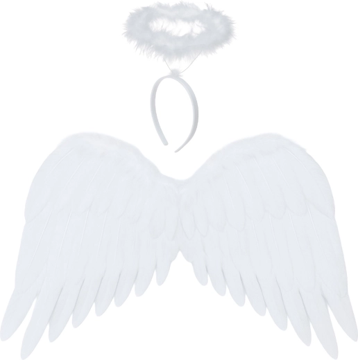 Ruhhy Angel Wings with Halo, White - 1 piece