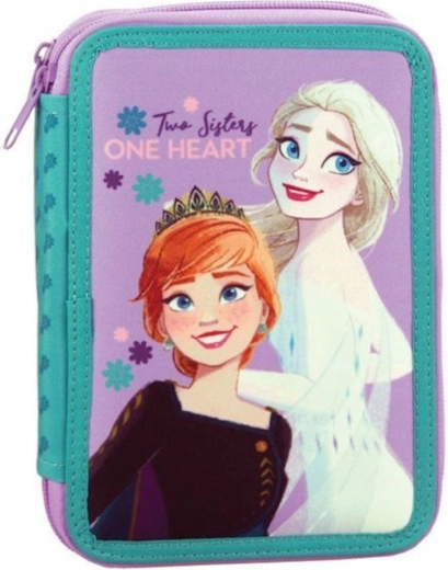 Two-tier school pencil case Frozen Elsa and Anna, fully equipped