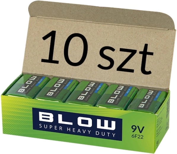 BLOW 9V (6F22) Super Heavy Duty batteries, pack of 10 pcs