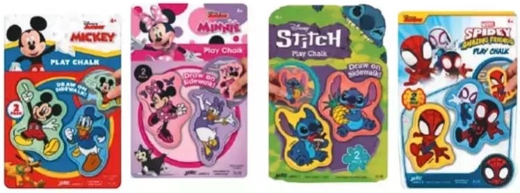 John sidewalk chalk with Minnie, Spidey or Mickey stencils - 1 piece