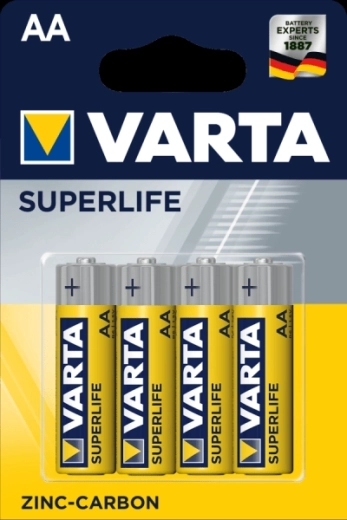 Цинково-въглеродни батерии Varta Superlife AA 1,5 V, блистер 4 бр.