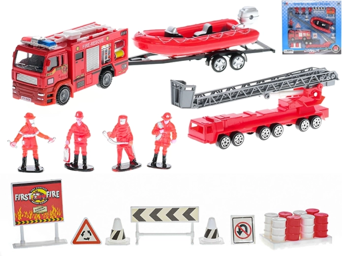 Firefighter Set – metal freewheel vehicles and figures