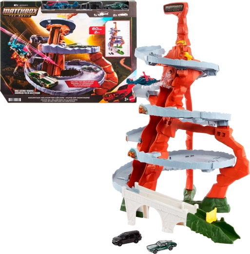 Matchbox The Movie mountain chase playset with helicopter (track + 2 cars + helicopter)