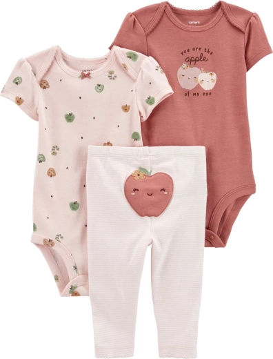 Carter's 3-piece baby set Pink Apple – 2× short-sleeve bodysuits and leggings