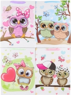 Gift bag with owl motif 31 × 42 × 12 cm