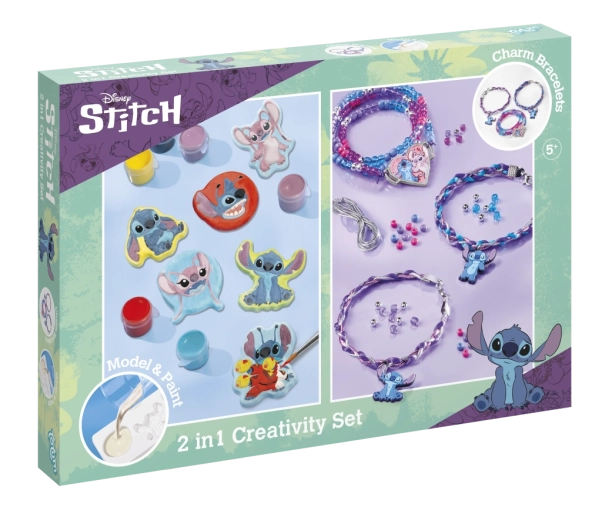 Творчески комплект 2в1 DISNEY STITCH – изработка на гривни и рисуване на гипсови фигурки