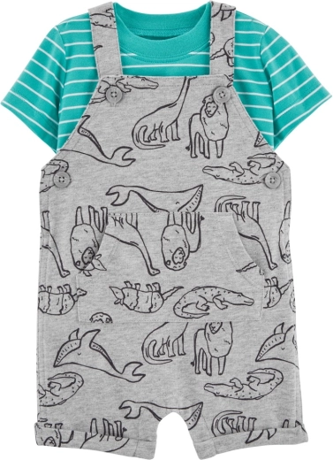 Carter's 2-piece set for boys with a dinosaur pattern (T-shirt and suspenders shorts) – NB / size 56