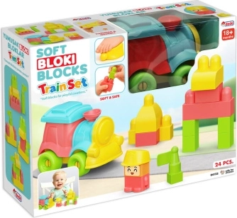 Soft building blocks with a train (24 pieces)
