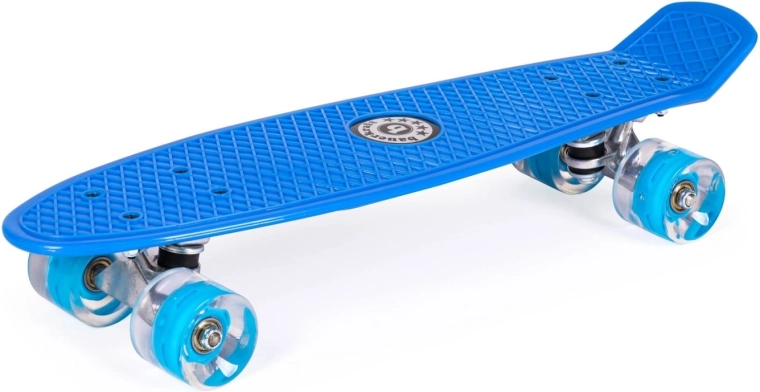 Синя фишка (penny board) със светещи LED колелца