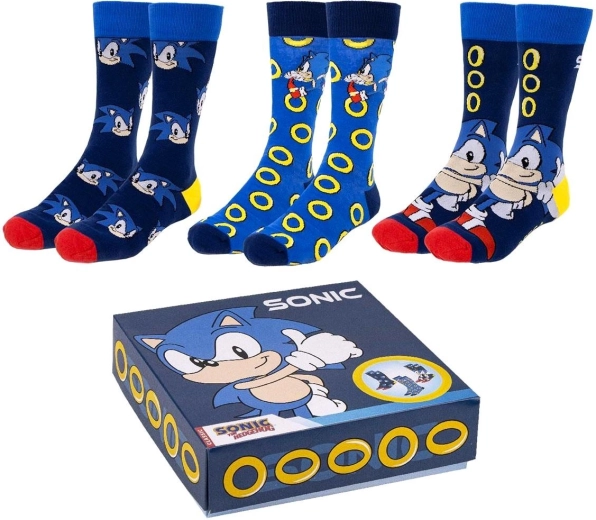 Комплект чорапи Sonic – 3 чифта в подаръчна кутия