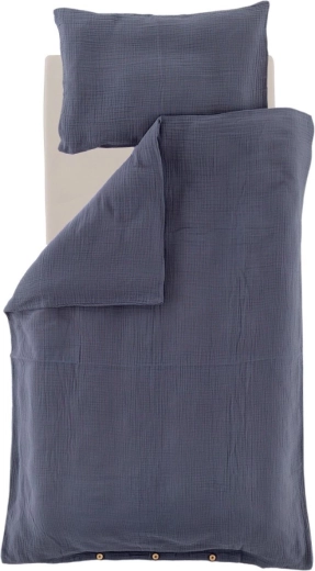 Träumeland muslin bedding GOTS blue 100 × 135 cm + 40 × 60 cm