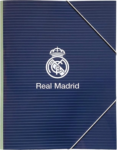 Real Madrid A4 Notebook Folder with Elastic Closure, Dark Blue