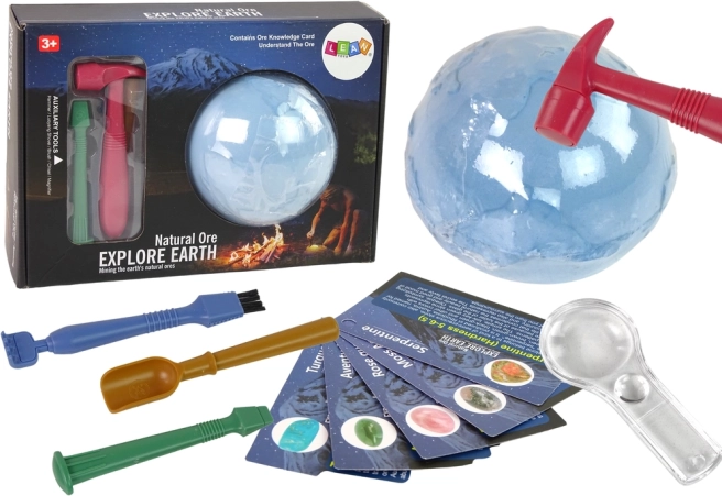 Археологически комплект за разкопки с минерали и образователни карти