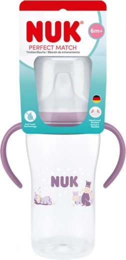 Бебешко шише NUK Perfect Match с обучаващ накрайник hippo 260 мл