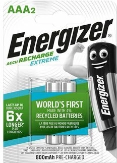 Energizer Extreme AAA rechargeable batteries 800 mAh, 2 pcs