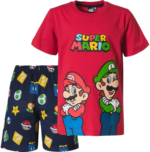Детска пижама Super Mario в червено и тъмносиньо