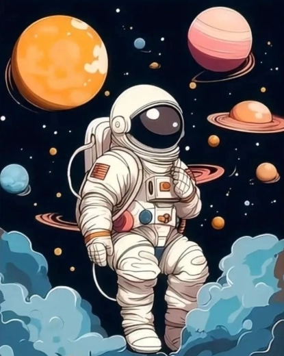 Диамантено рисуване астронавт 30 × 40 см