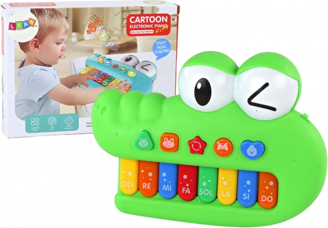 Kids’ Educational Crocodile Piano, Green, Lights and Sounds