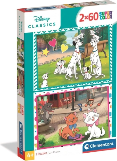 Puzzle CLEMENTONI Disney: 101 Dalmatians and The Aristocats 2×60 pieces