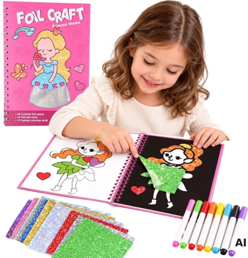 WOOPIE Princesses Creative Set with Foils and Coloring Pages, 121 Pieces
