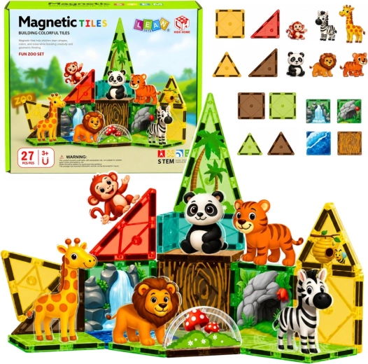 Магнитни конструктивни елементи Zoo – диви животни от джунглата (27 части)