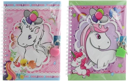 Lockable Notebook with Unicorn Motif