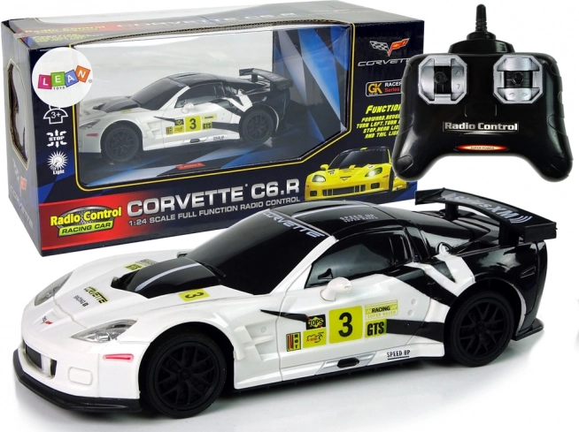Състезателен автомобил R/C 1:24 Corvette C6.R бял със светлини