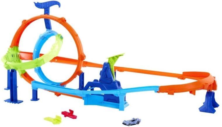 Hot Wheels Stunt Tracks бърз старт Cyclone – състезателна писта с двойна примка