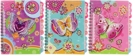 Butterfly Notebook with Spiral Binding 10 × 14.5 cm